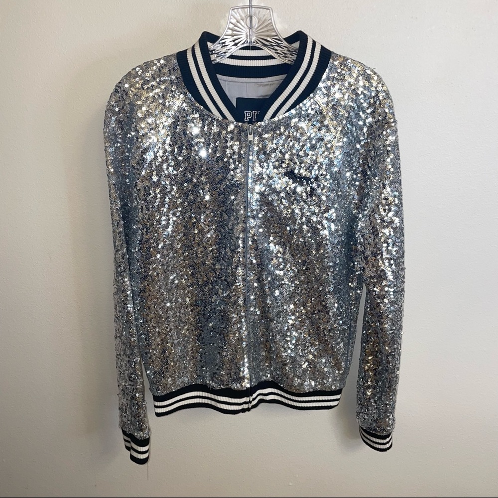 Limited Edition Silver Sequin Victoria’s Secret PINK Bomber Jacket